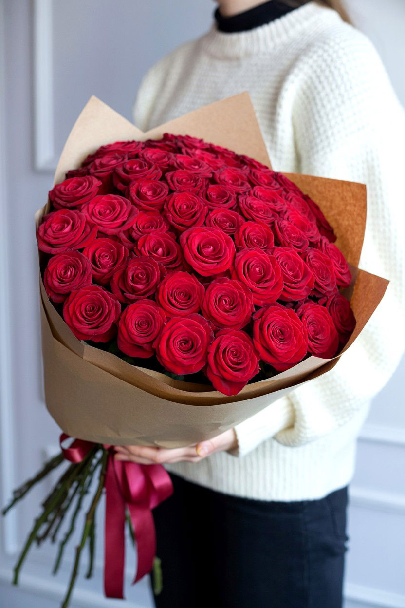 Red Rose Bouquet - 25 Valentine's Day Indoor Photo Ideas