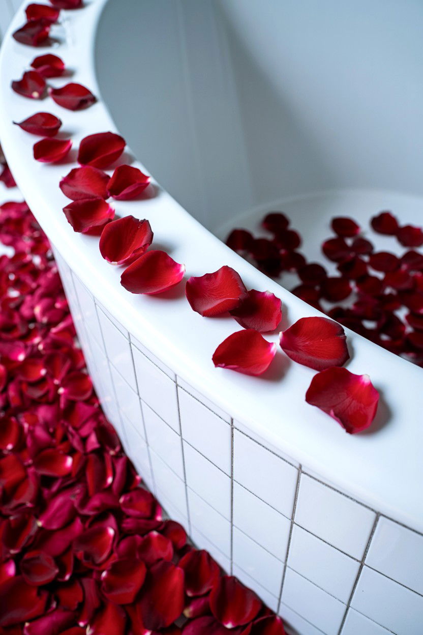 Red Rose Petals - 25 Valentine's Day Bathroom Decor Ideas