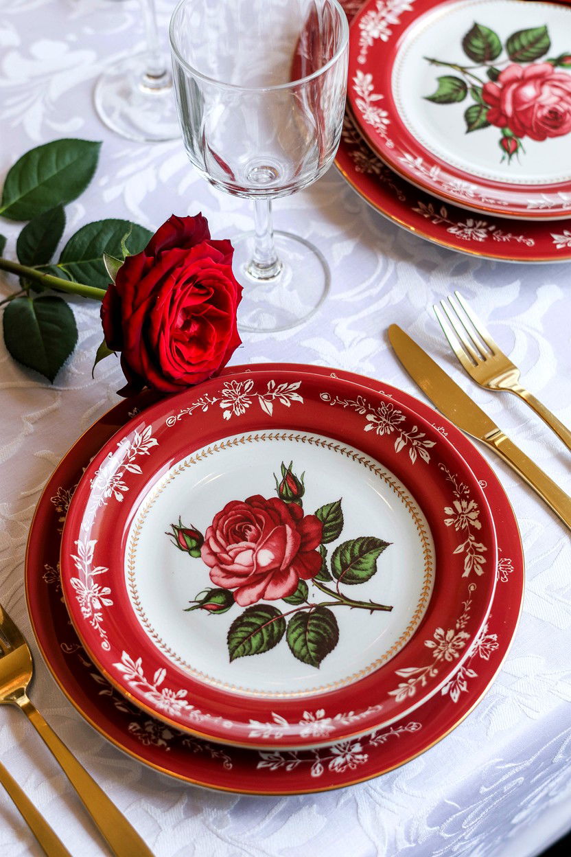 Red Rose Plates - 25 Valentine's Day Dinnerware Ideas