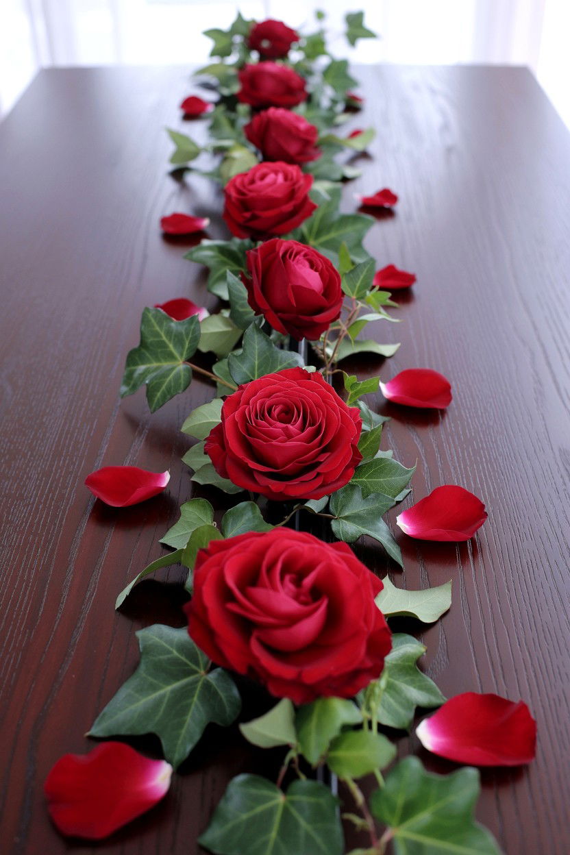 Red Rose Table Decor - 25 Romantic Table Setting Ideas