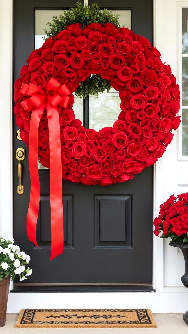 Red Rose Wreath - 25 valentine's day wreath ideas