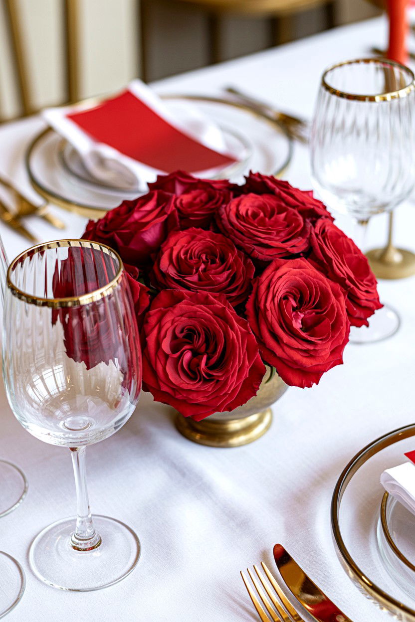 Red Roses Centerpiece - 25 Valentine's Day Wedding Decor Ideas