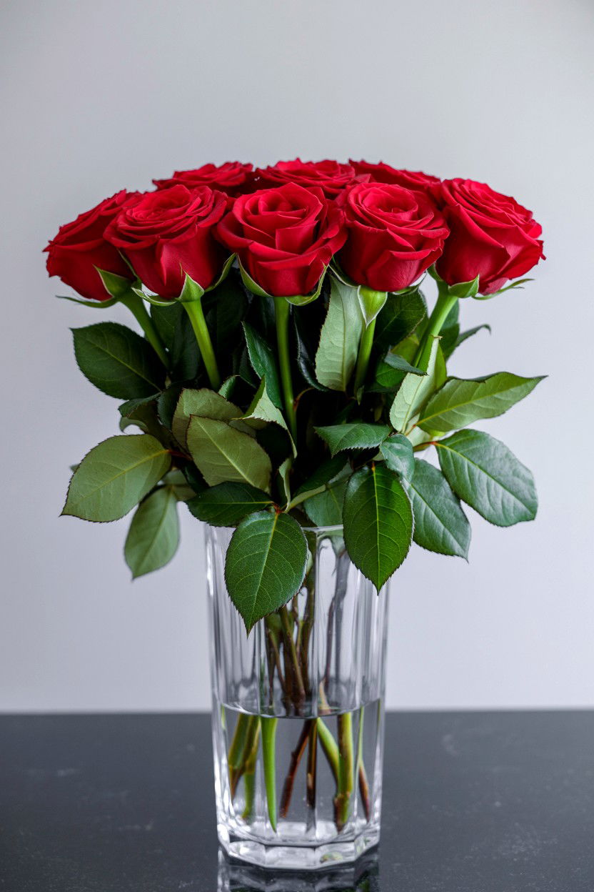 Red Roses Centerpiece - 25 Valentine's Day Dinner Table Ideas