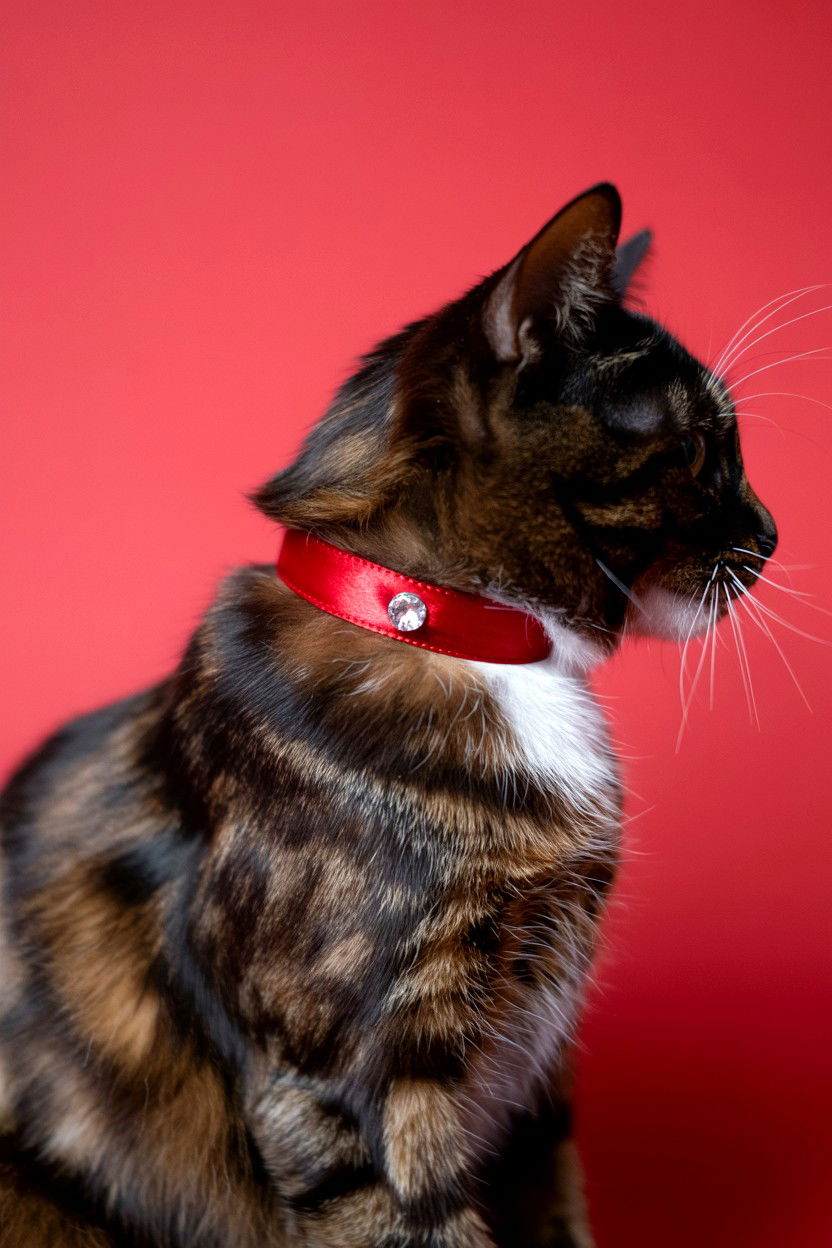 Red Satin Cat Collar - 25 Valentine's Day Cat Collar Ideas