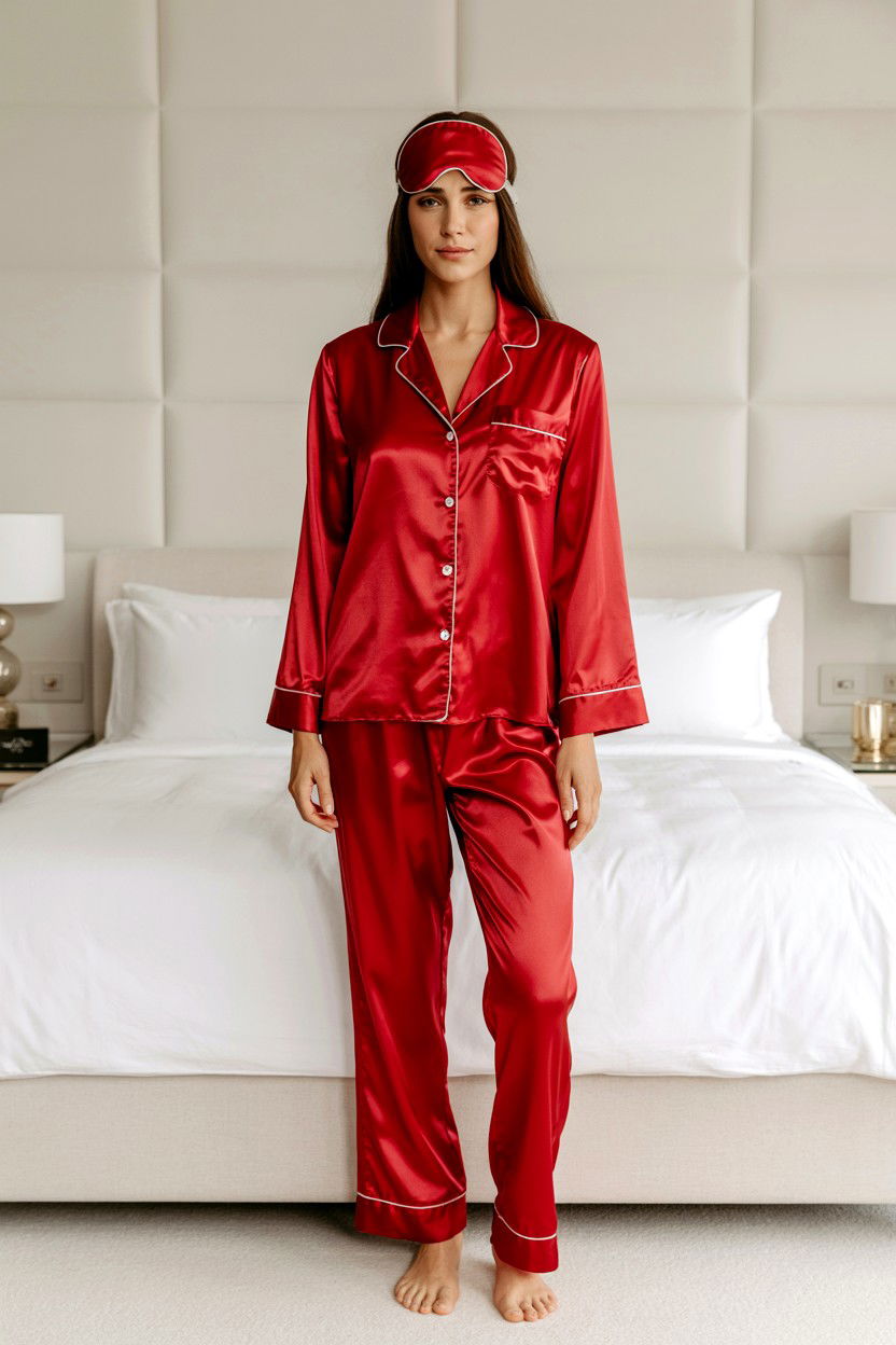 Red Satin Pajamas - 25 Cozy Valentine's Day Outfits