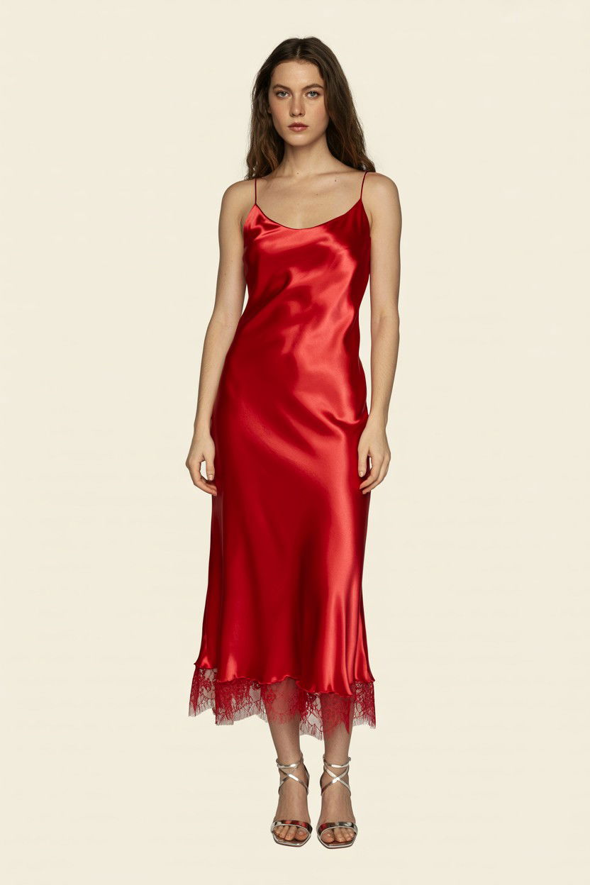 Red Satin Slip Dress - 25 Valentine's Day Y2K Outfits