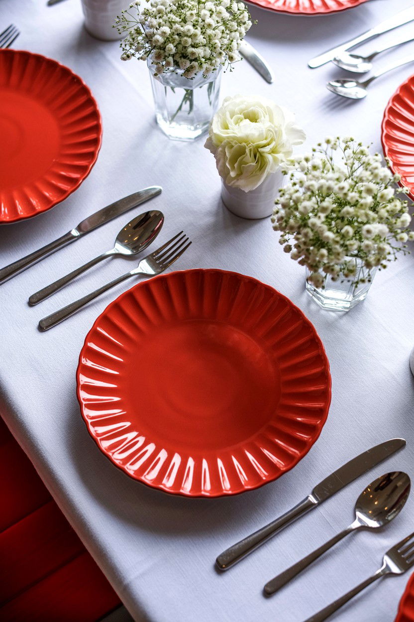 Red Scalloped Plates - 25 Valentine's Day Dinnerware Ideas