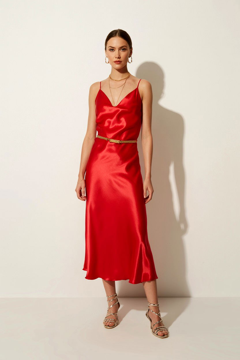 Red Silk Dress - 25 Valentine's Day Outfit Ideas