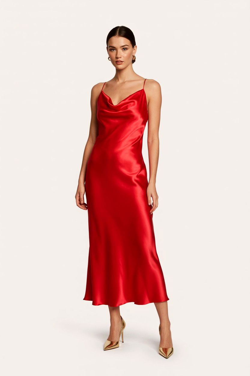 Red Silk Dress - 25 Valentine's Day Instagram Photo Ideas