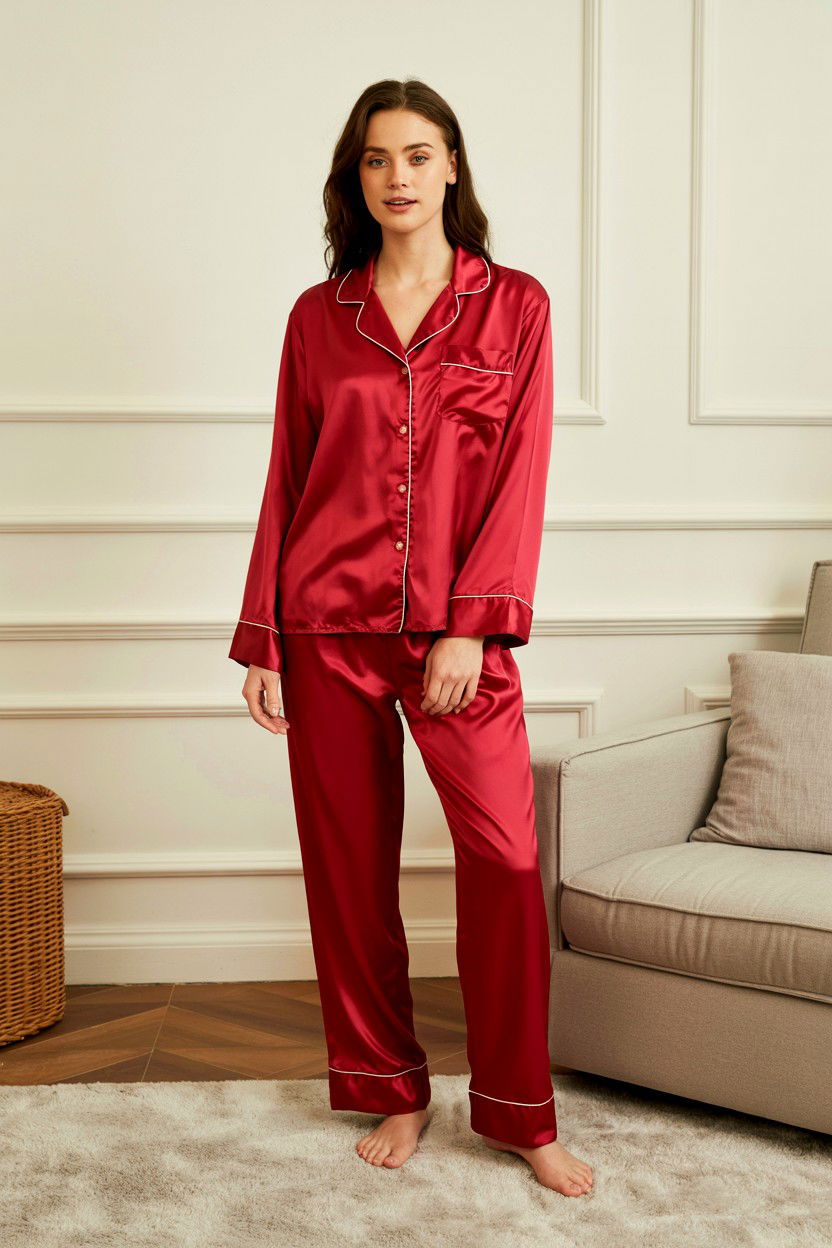 Red Silk Pajamas - 25 Valentine's Day Matching Set Ideas