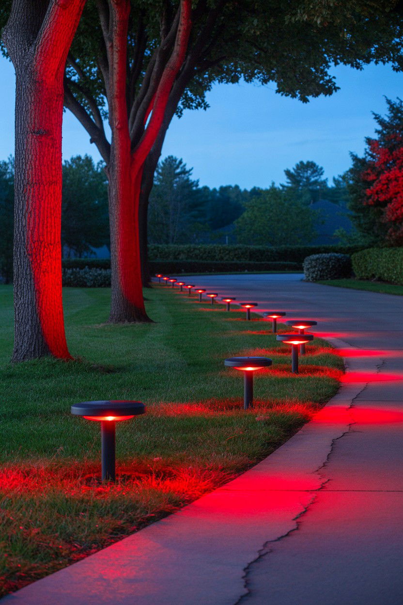 Red Solar Disc Lights - 25 Valentine's Day Outdoor Lighting Ideas