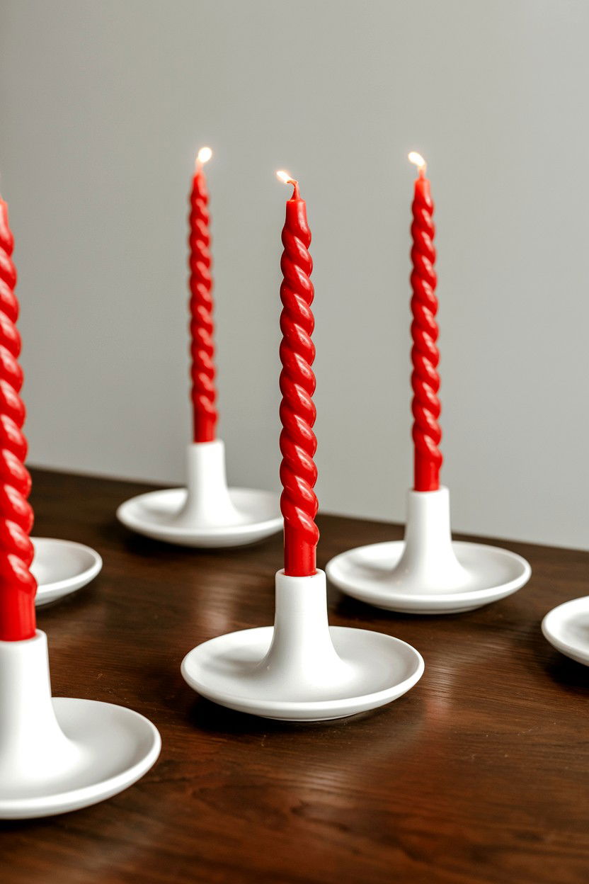 Red Spiral Taper Candles - 25 Valentine's Day Taper Candle Ideas
