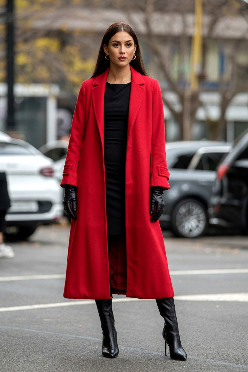 Red Statement Coat - 25 Valentine's Day Outfit Ideas