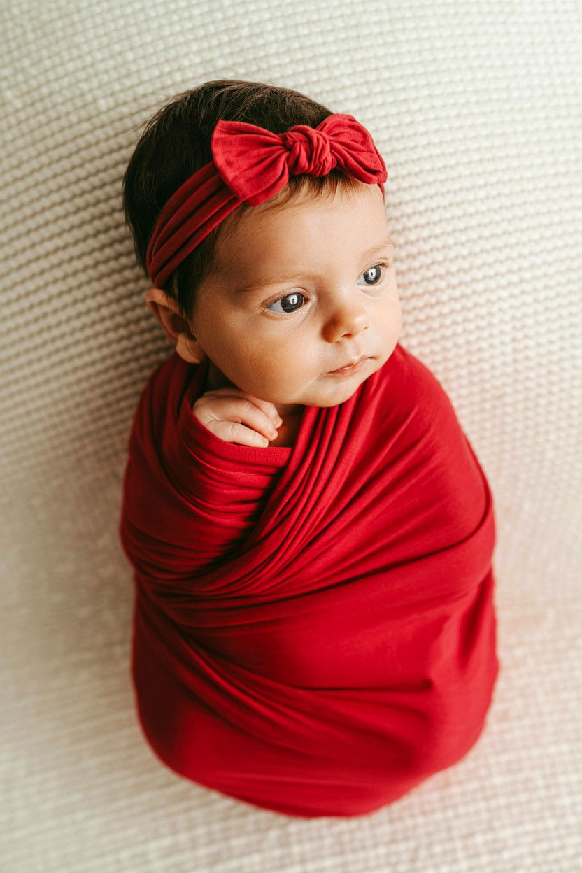 Red Swaddle Wrap - 25 Valentine's Day Newborn Photo Ideas