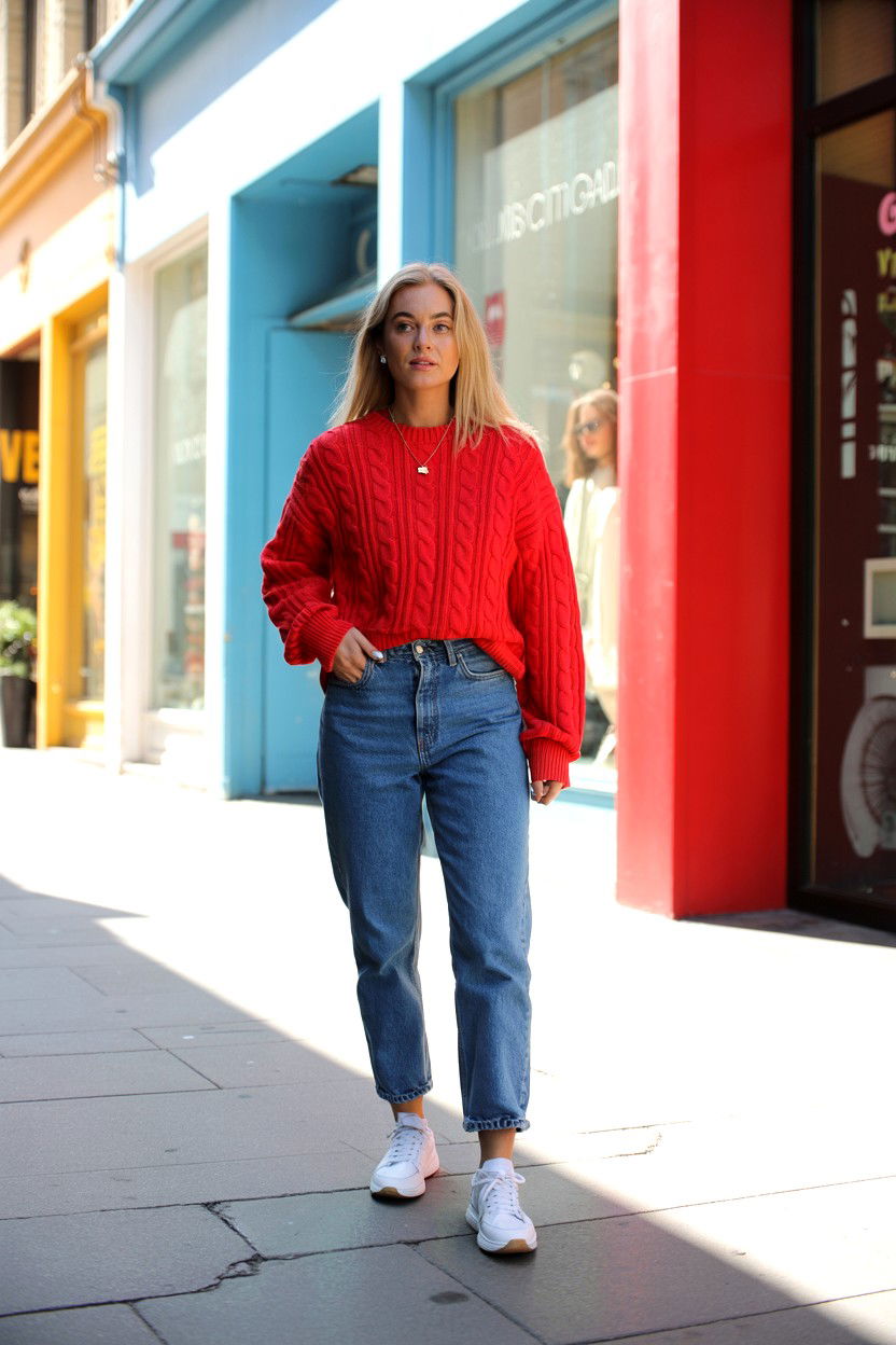 Red Sweater With Jeans - 25 Casual Valentine's Day Outfits