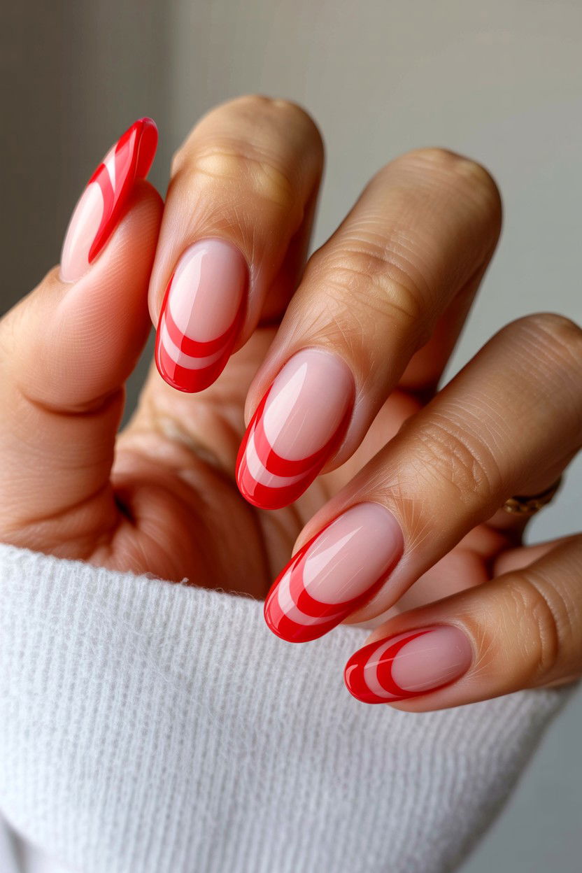 Red Swirl French Tip - 25 Swirl Valentine's Day Nail Ideas