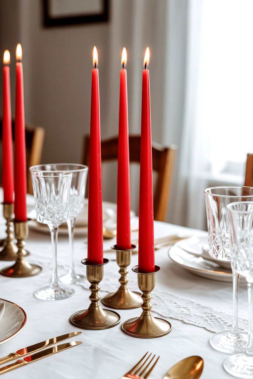 Red Taper Candle - 25 Valentine's Day Candle Ideas