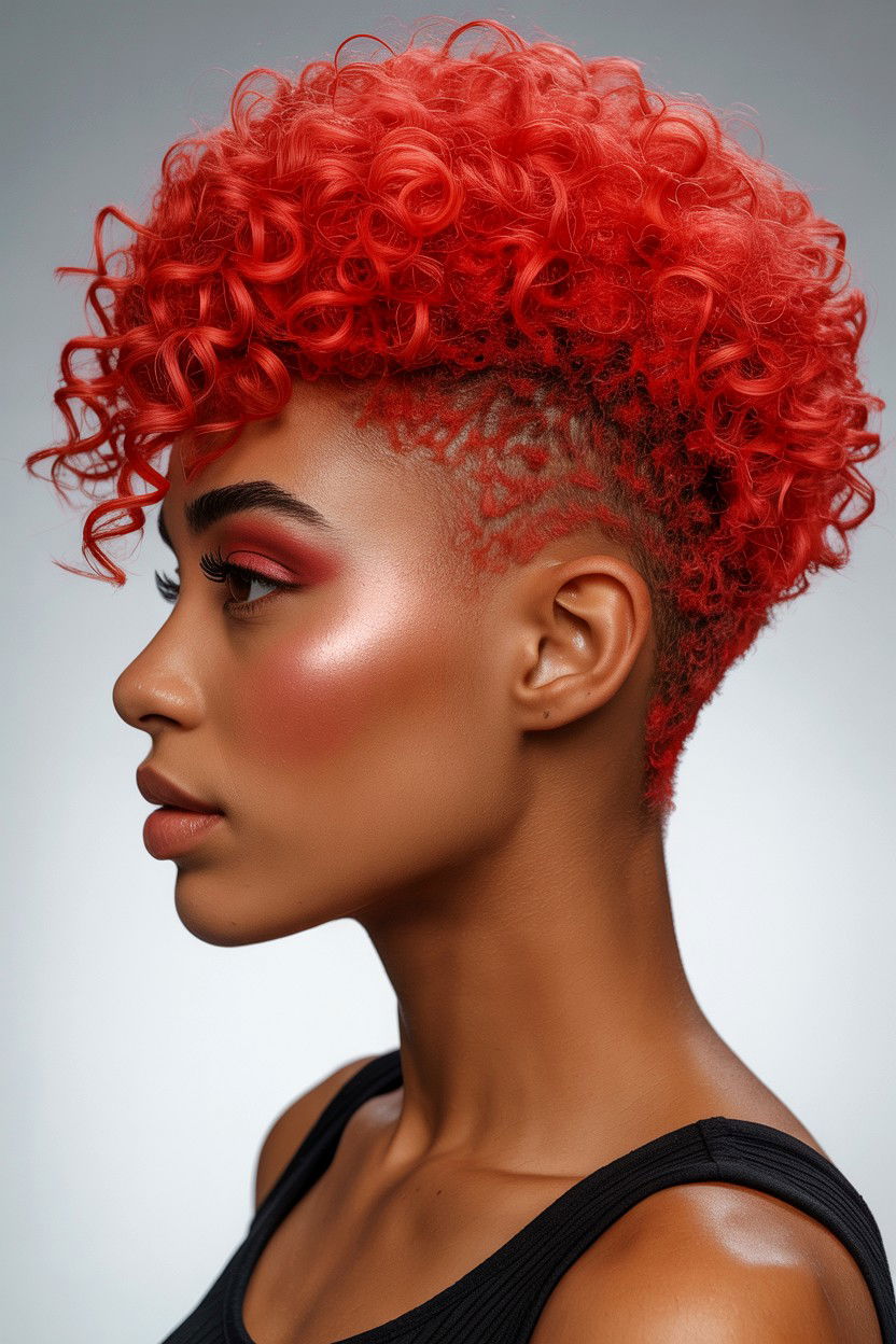 Red Tapered Afro - 25 Valentine's Day Textured Hair Ideas