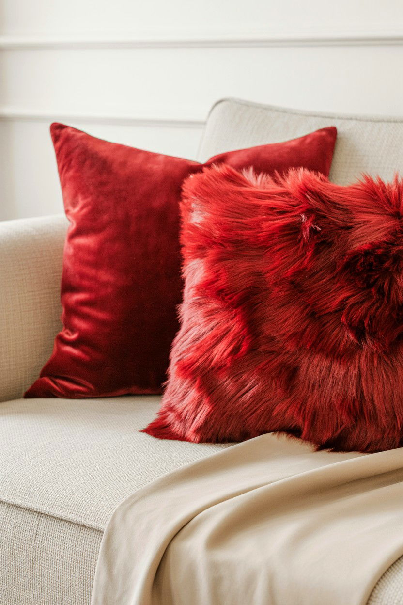 Red Throw Pillows - 25 Budget Valentine's Day Room Setup Ideas