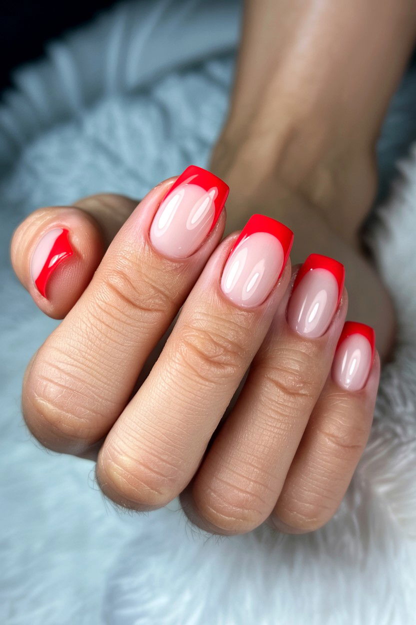 Red Tip French Pedicure - 25 Valentine's Day Toe Nail Ideas