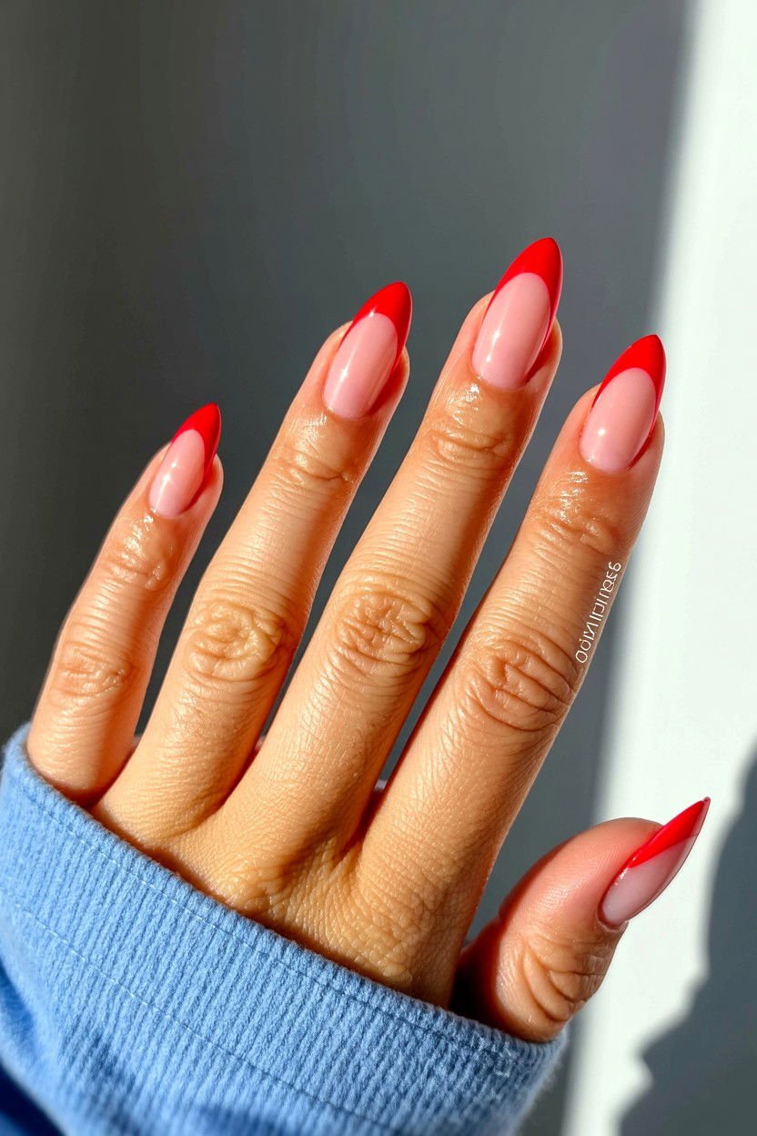 Red Tip Nails - 25 Valentine's Day Nail Art Ideas