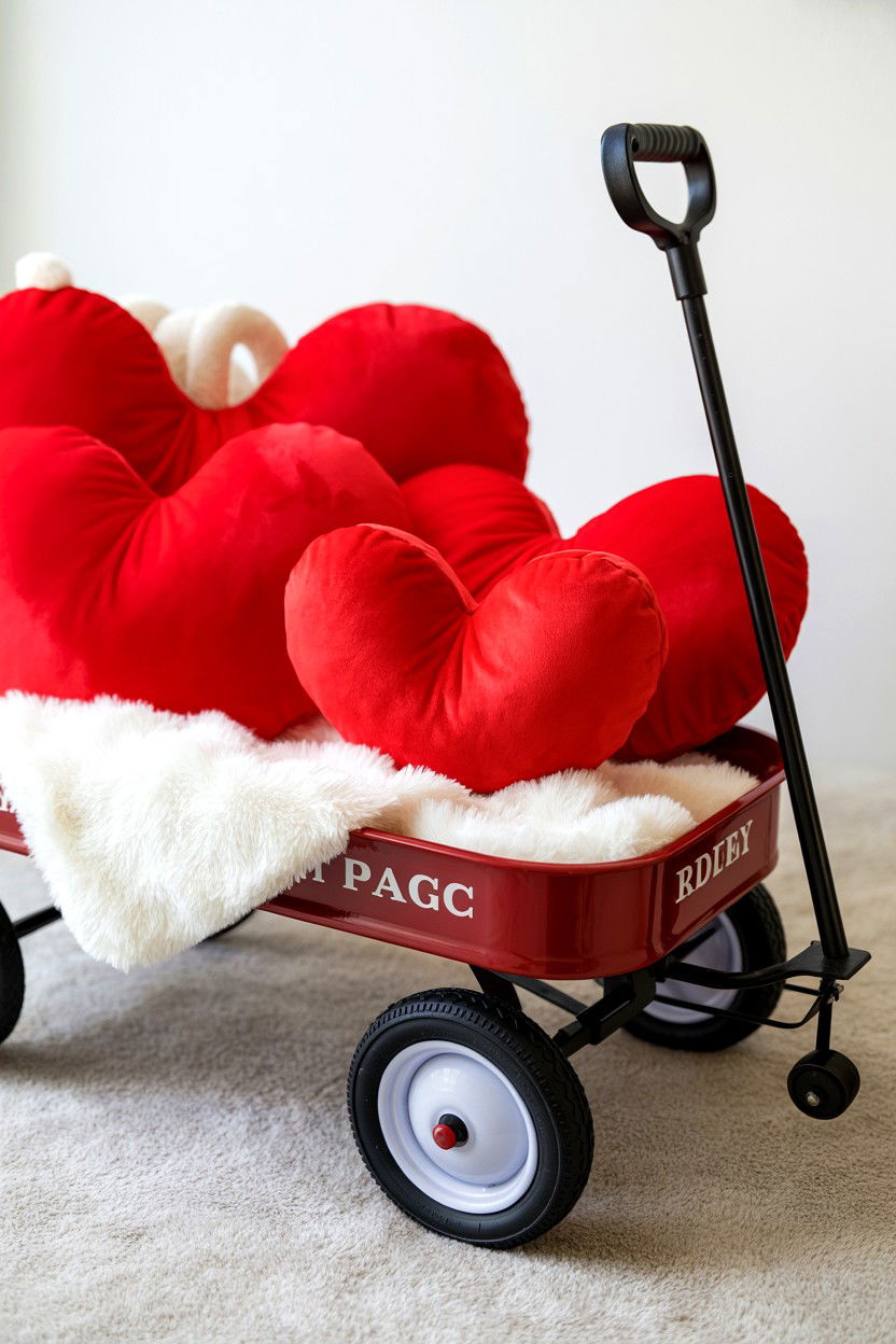 Red Toy Wagon - 25 Valentine's Day Pet Photoshoot Ideas