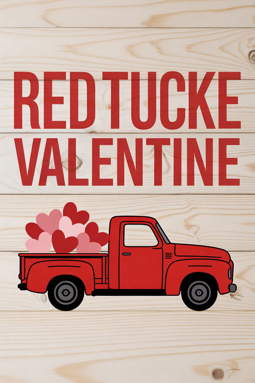 Red Truck Valentine Sign - 25 Valentine's Day Wood Sign Ideas