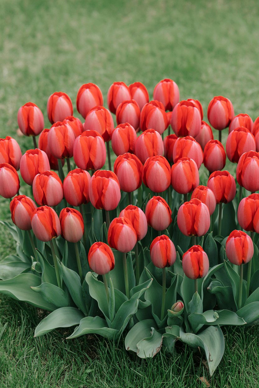 Red Tulip Flower Bed - 25 Valentine's Day Garden Ideas