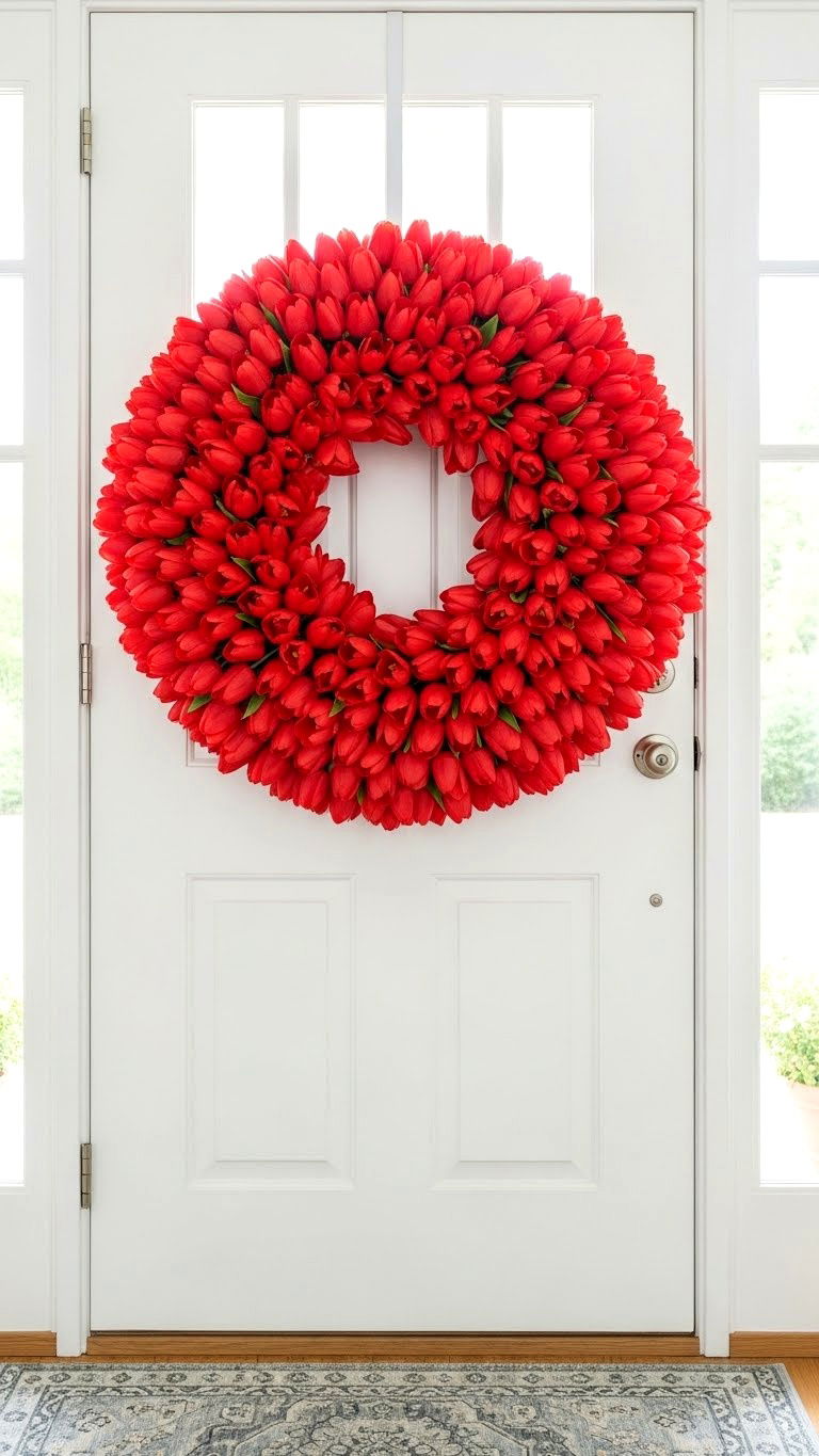 Red Tulip Wreath - 25 valentine's day wreath ideas