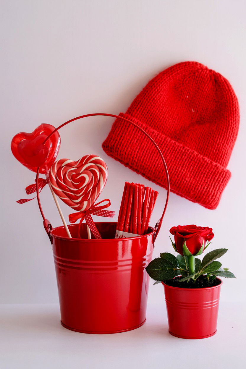 Red Valentine Basket - 25 Valentine's Day Boo Basket Ideas