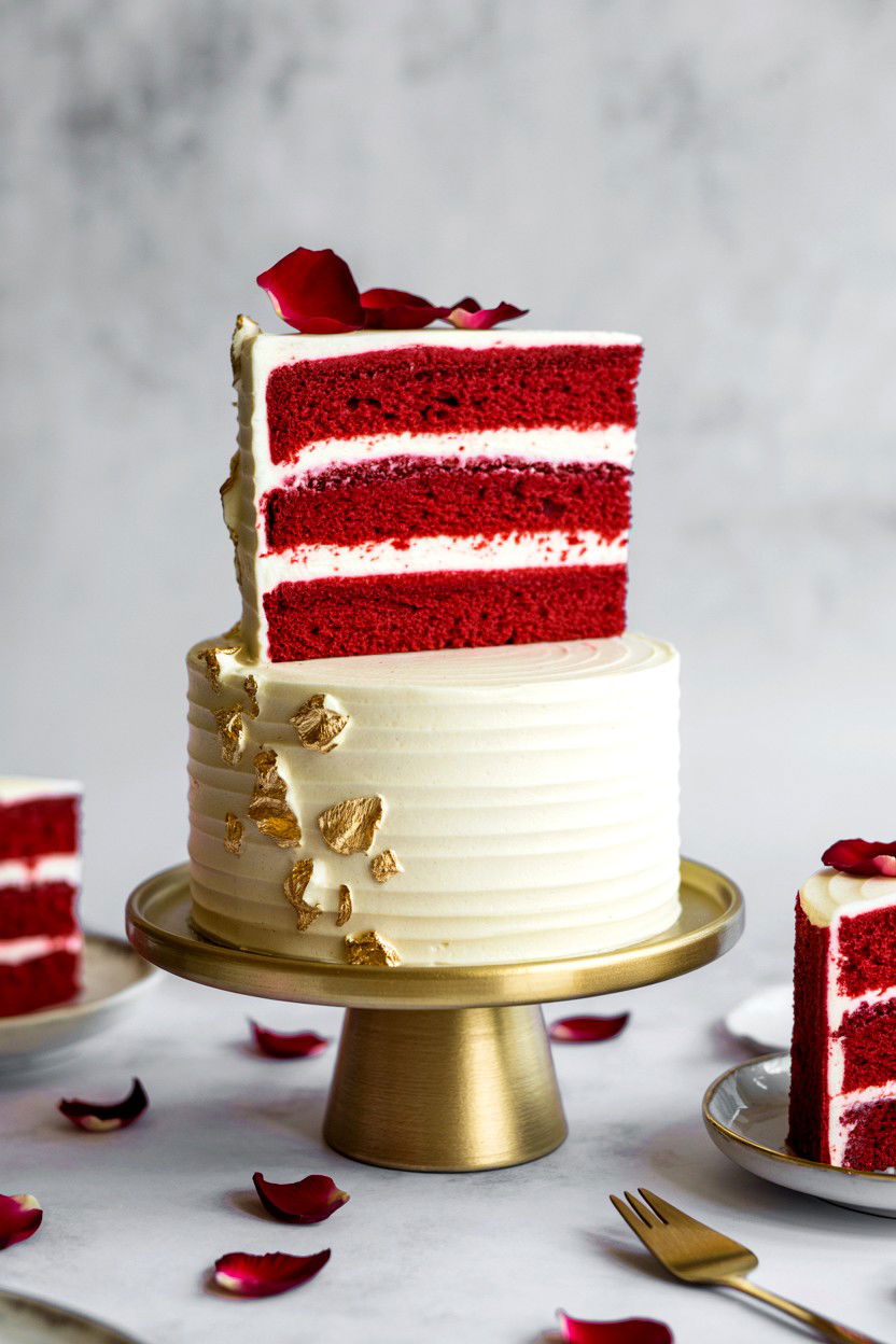 Red Velvet Cake Display - 25 Valentine's Day Wedding Decor Ideas
