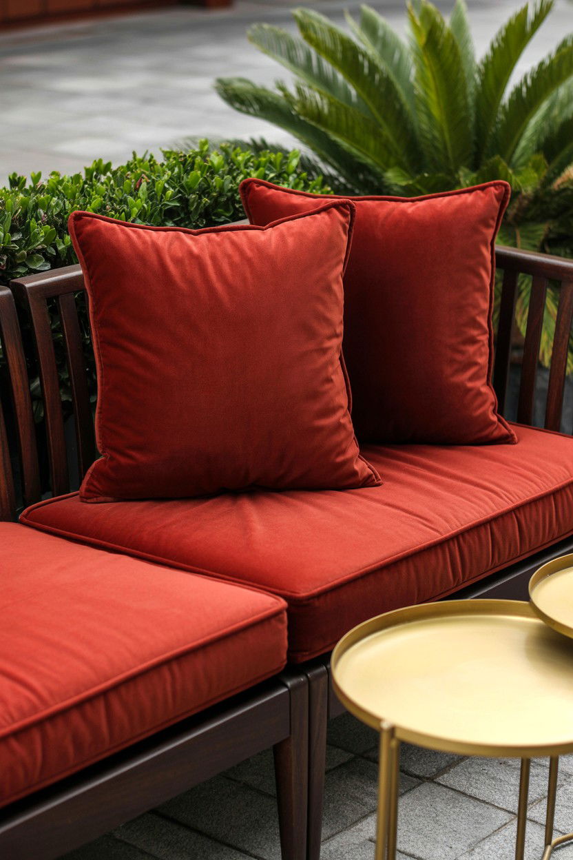 Red Velvet Cushions - 25 Valentine's Day Patio Decorating Ideas