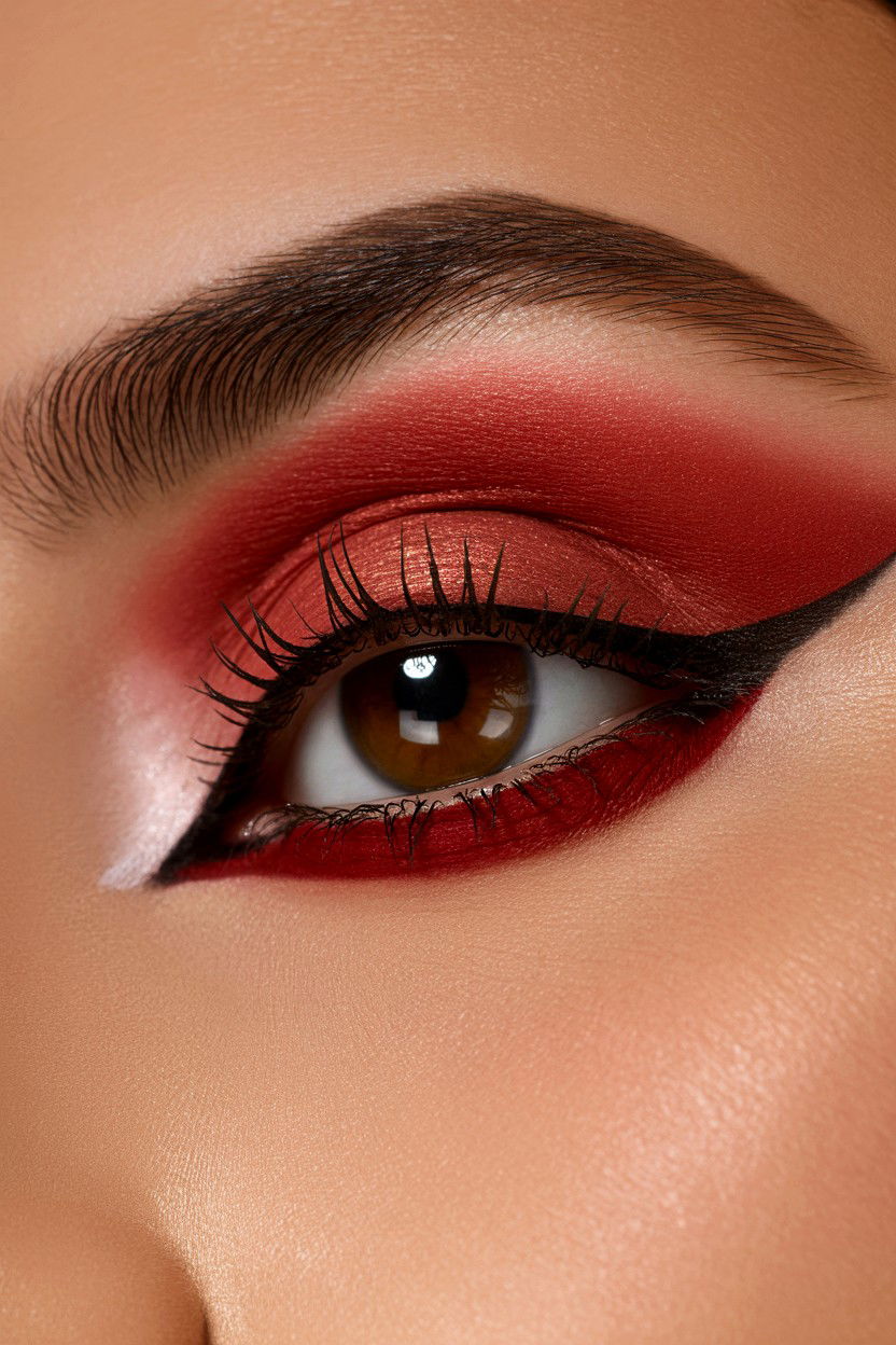 Red Velvet Eyeshadow - 25 Valentine's Day Makeup for Brown Eyes