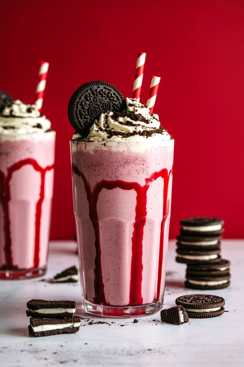 Red Velvet Oreo Milkshake - 25 Valentine's Day Milkshake Ideas