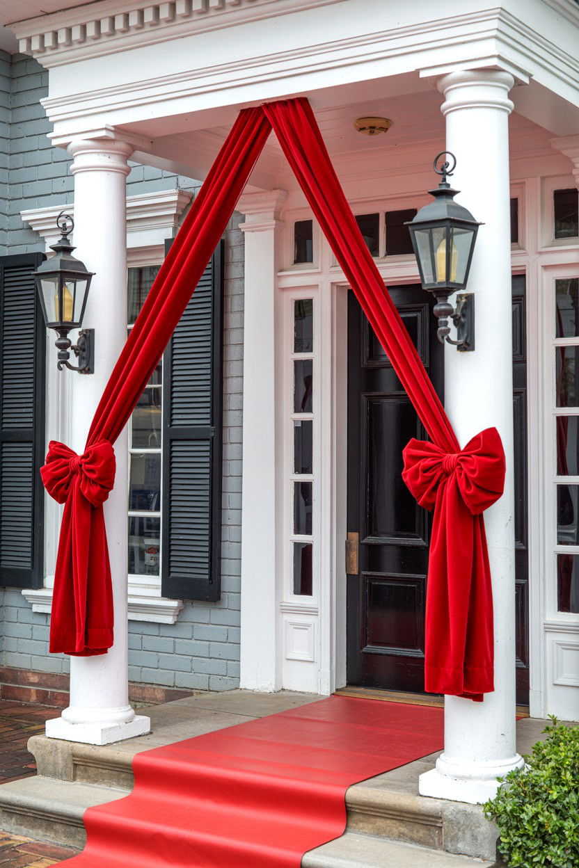 Red Velvet Ribbons - 25 Valentine's Day Pathway Decoration Ideas