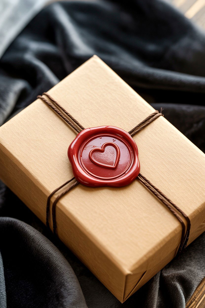 Red Wax Seal - 25 Valentine's Day Kraft Paper Wrap Ideas