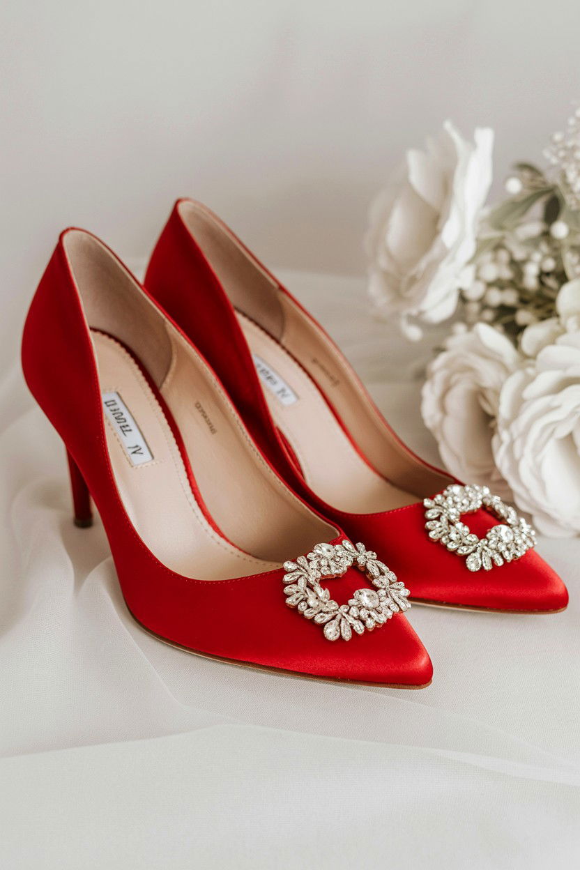Red Wedding Shoes - 25 Valentine's Day Wedding Photo Ideas