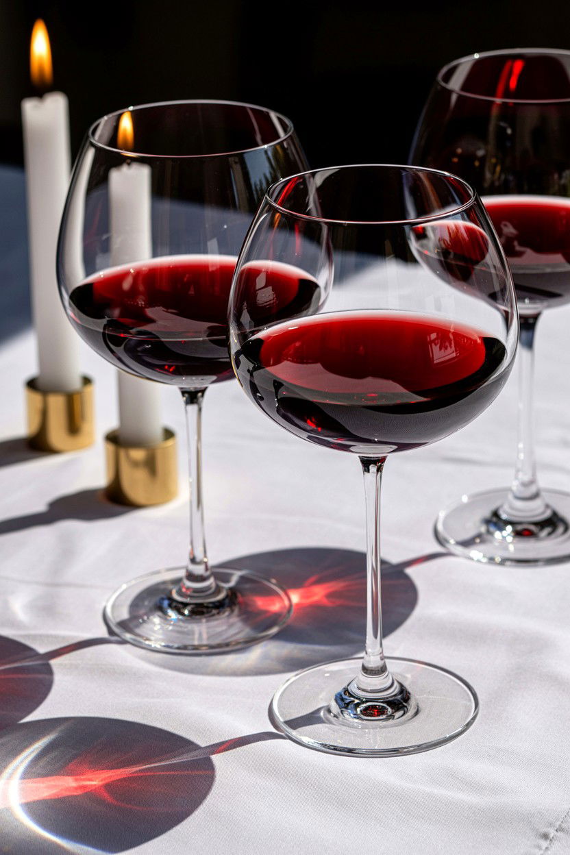 Red Wine Glasses - 25 Valentine's Day Dinner Table Ideas