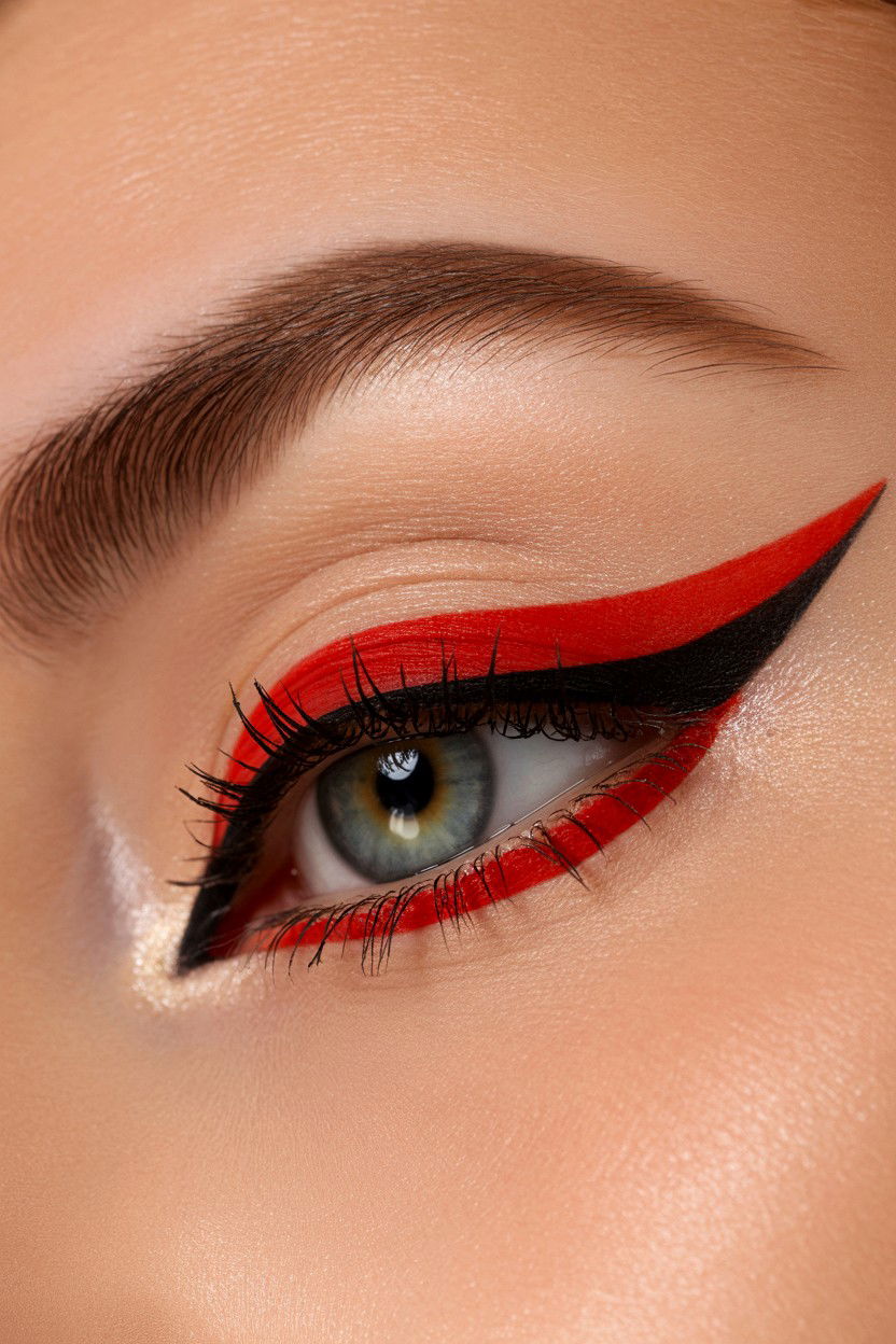 Red Winged Eyeliner - 25 Valentine's Day Eye Makeup Ideas