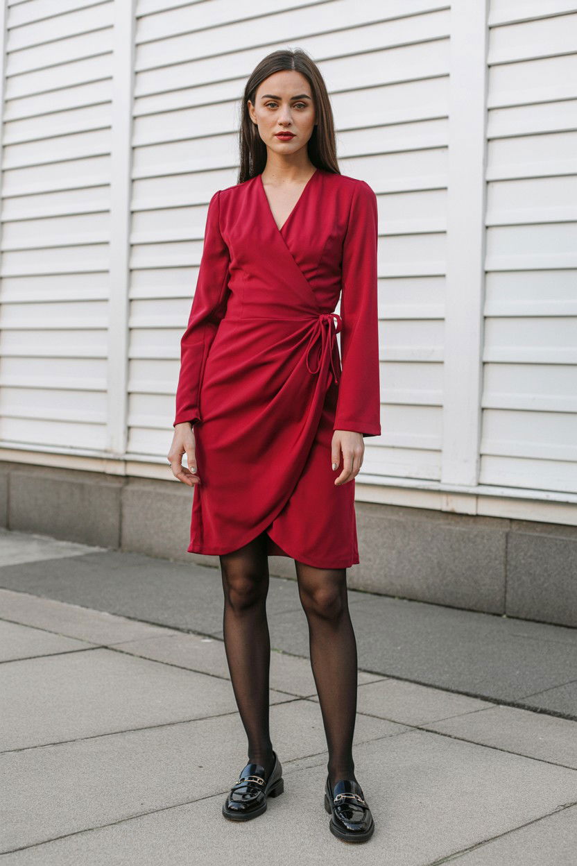 Red Wrap Dress - 25 Valentine's Day Work Outfits