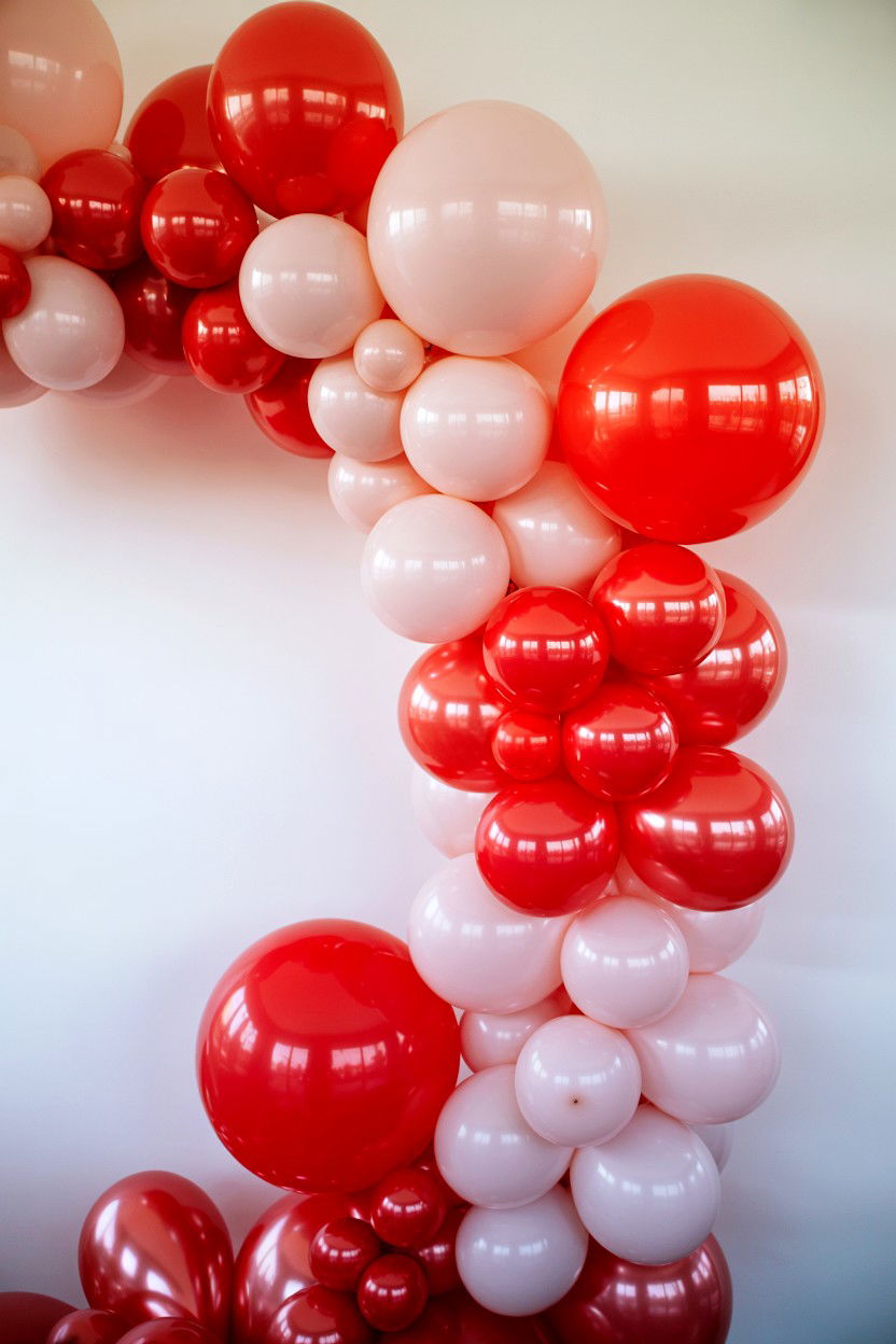 Red and pink balloon arch - 25 Valentine's Day Balloon Arch Ideas