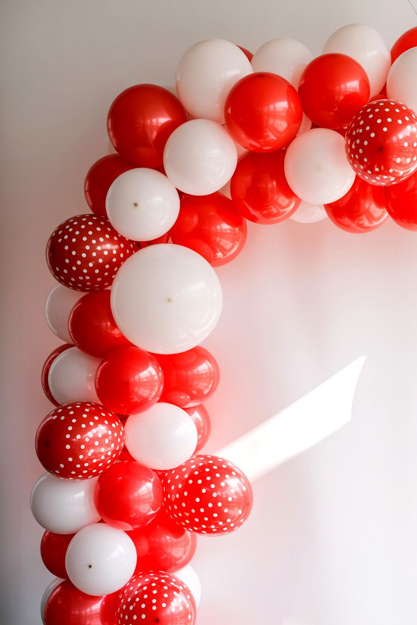 Red and white balloon arch - 25 Valentine's Day Balloon Arch Ideas