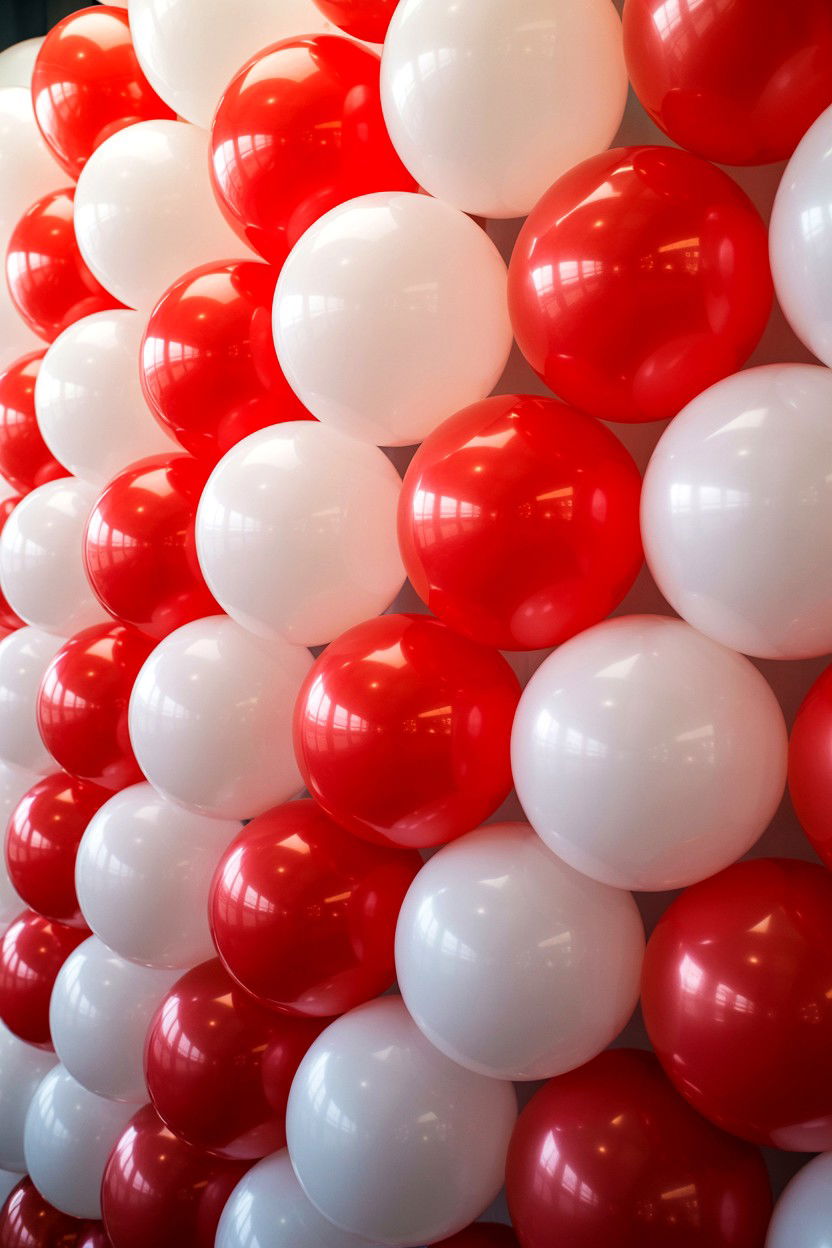 Red and white balloon backdrop - 25 Valentine's Day Photo Balloon Ideas