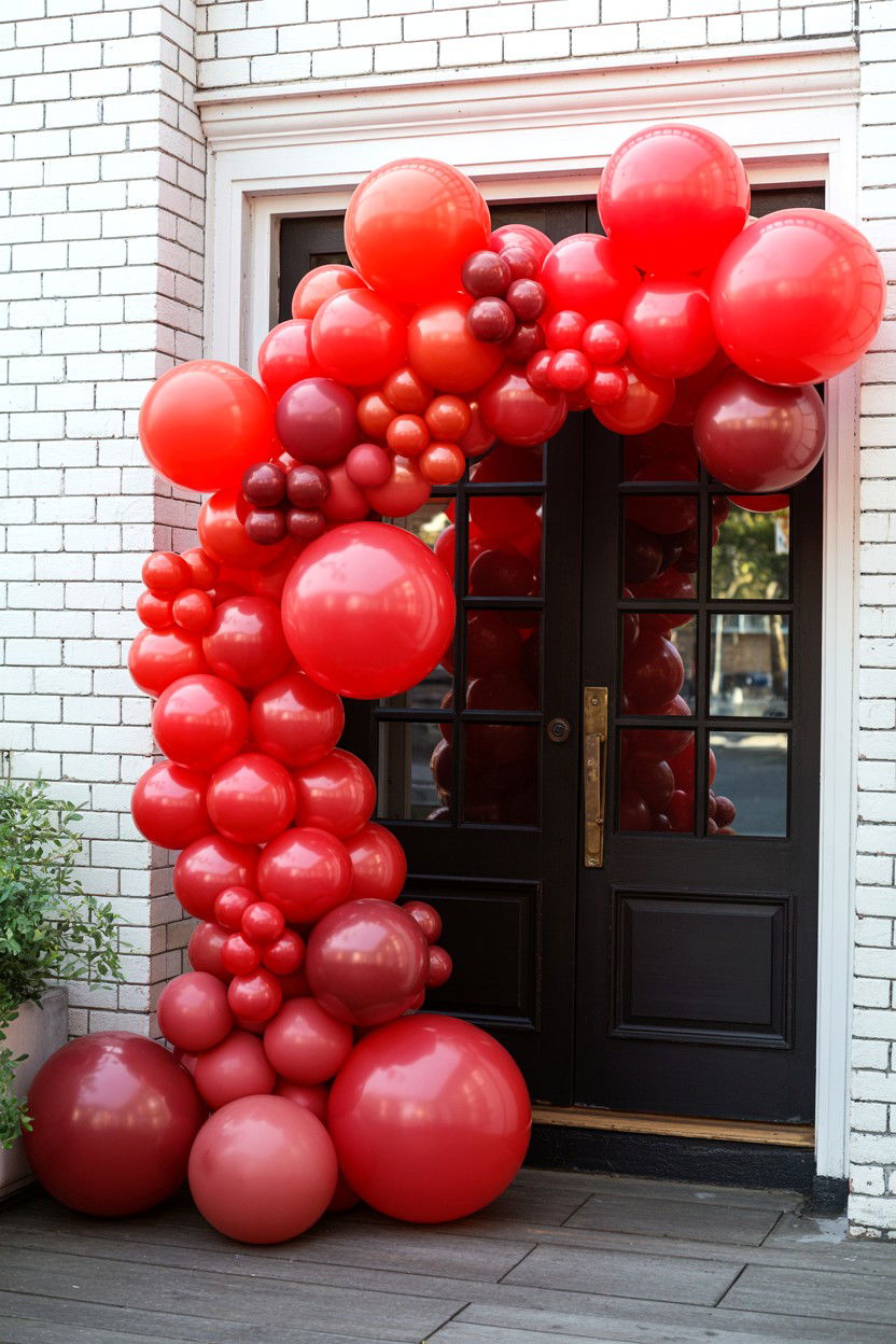 Red balloon arch doorway - 25 Valentine's Day Red Balloon Ideas