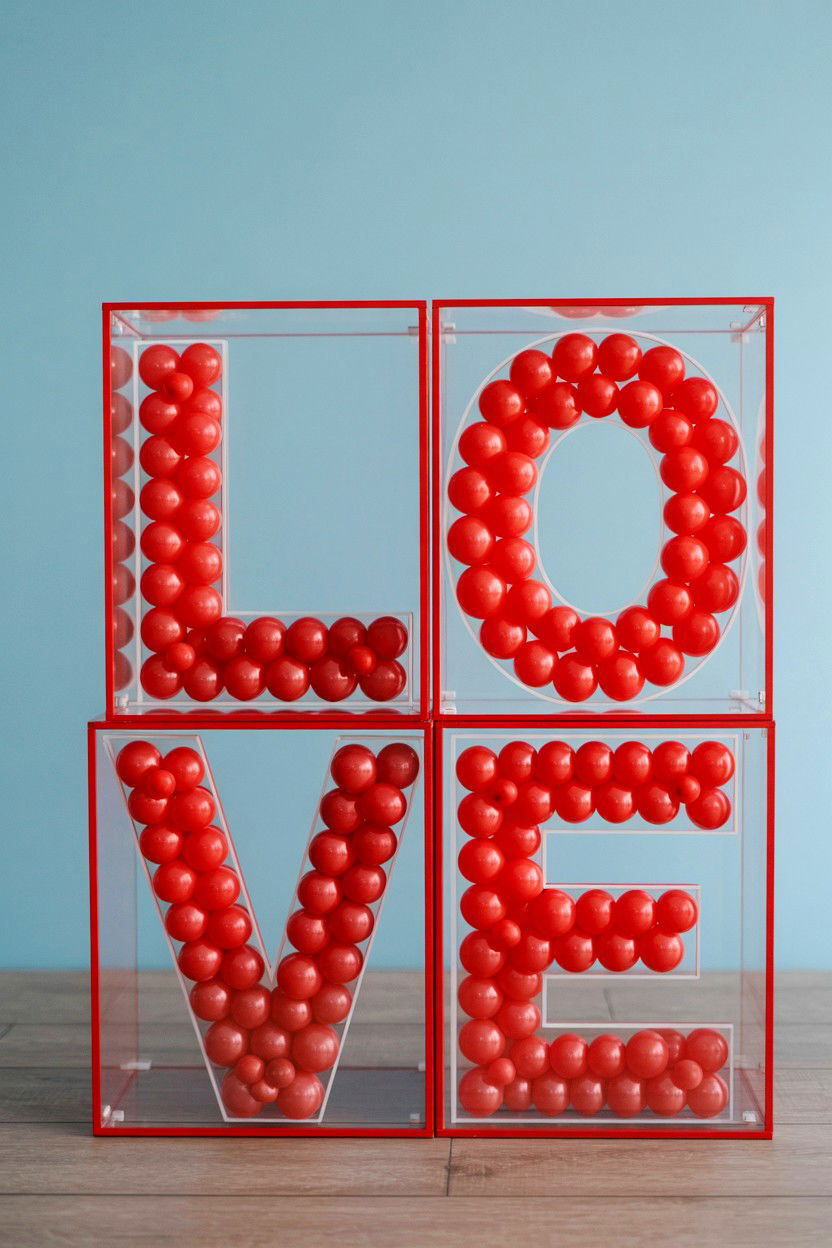 Red balloon box letters - 25 Valentine's Day Red Balloon Ideas