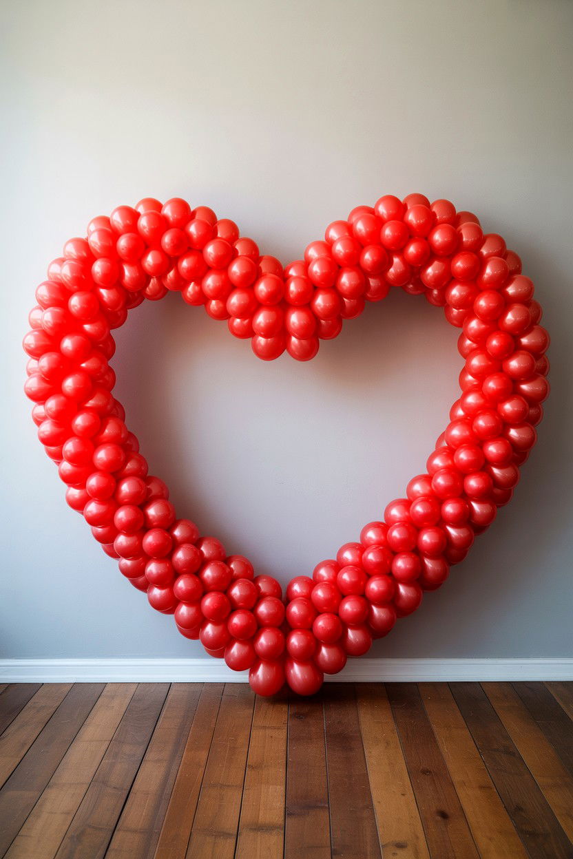 Red balloon heart frame - 25 Valentine's Day Red Balloon Ideas