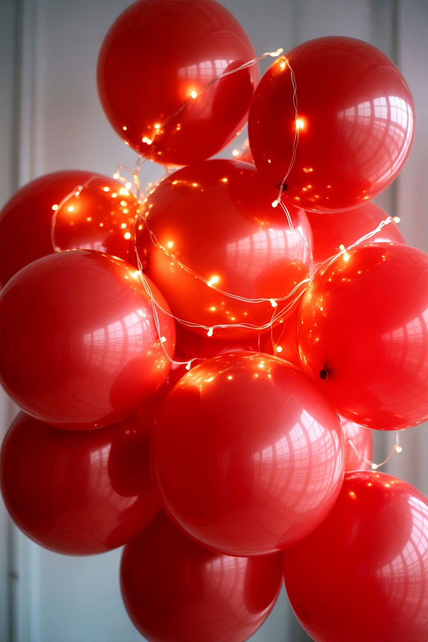 Red balloon led light string - 25 Valentine's Day Red Balloon Ideas