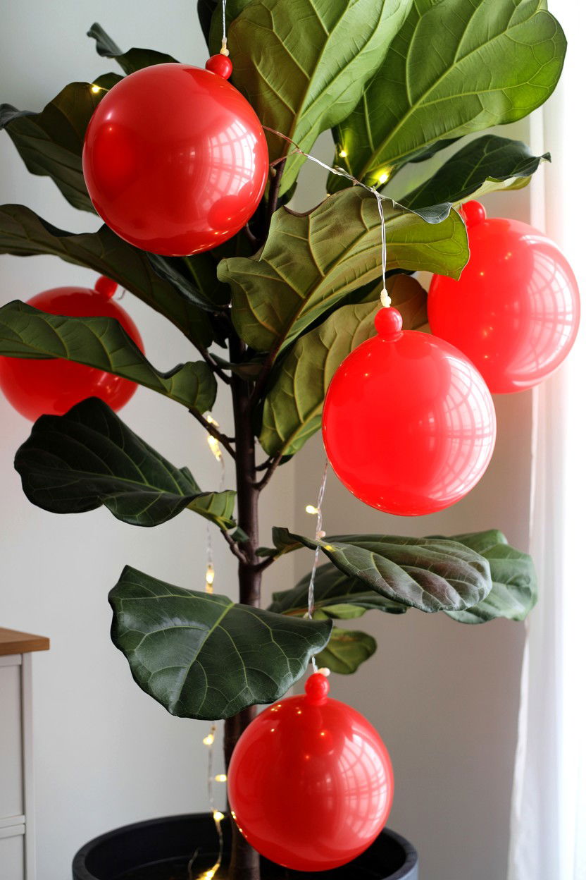 Red balloon tree decoration - 25 Valentine's Day Red Balloon Ideas