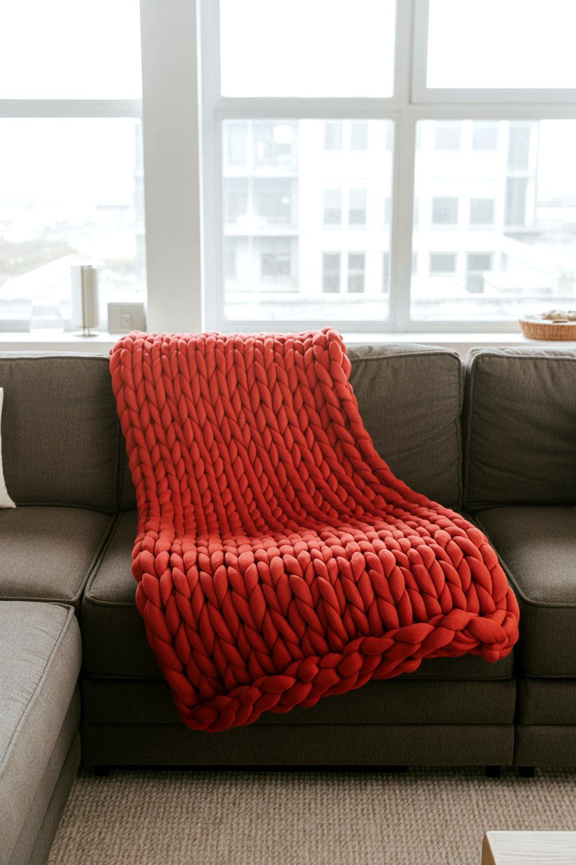 Red chunky knit throw - 25 Valentine's Day Throw Blanket Ideas