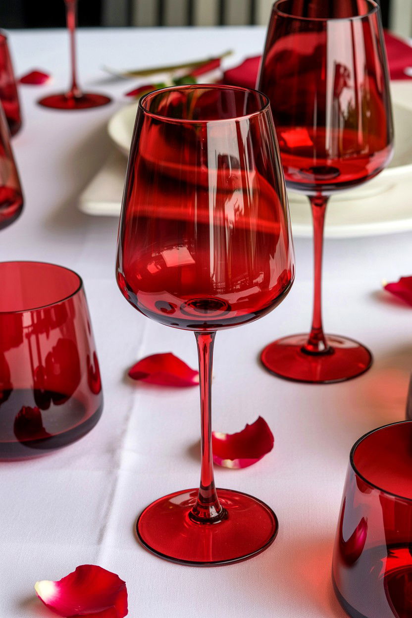 Red colored stemware - 25 Valentine's Day Glassware Ideas